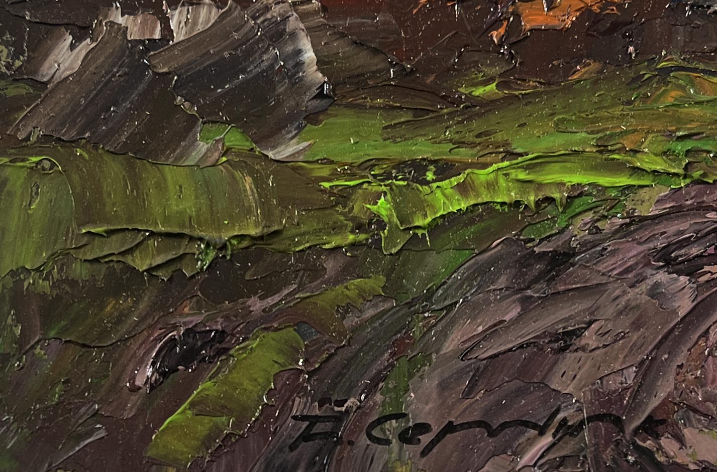 Textured impasto oil painting of Road to the Autumn Forest by Boris Serdyuk