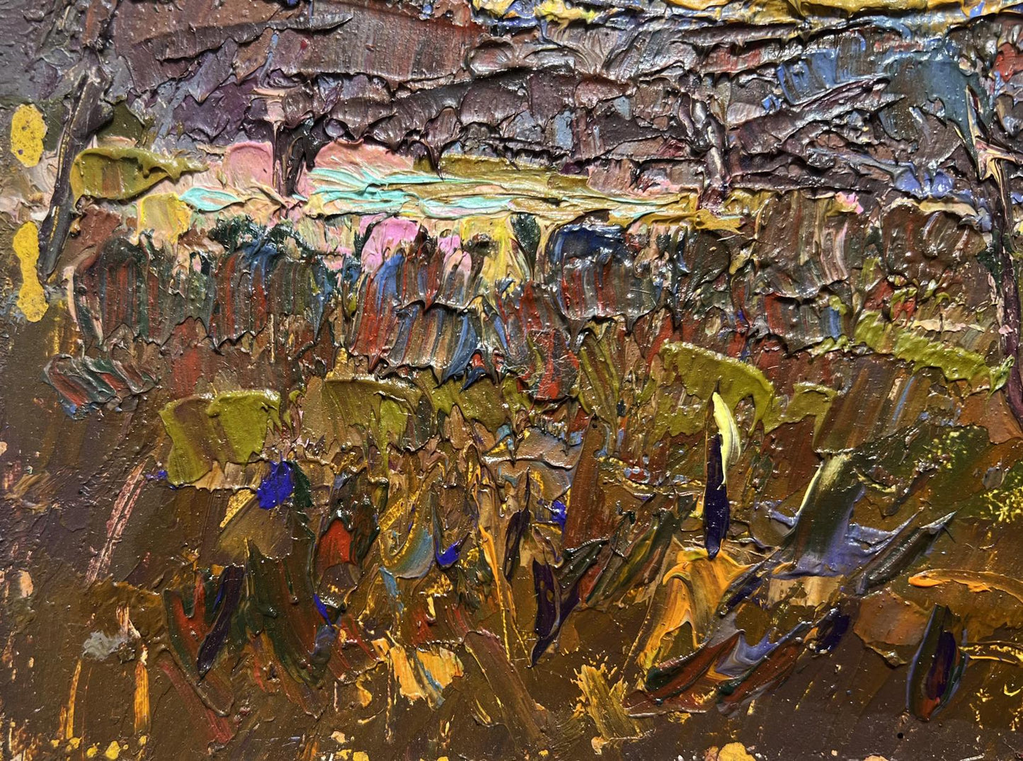 Oil painting Evening silence in the village by Oleksiy Ivanyuk, impasto textures
