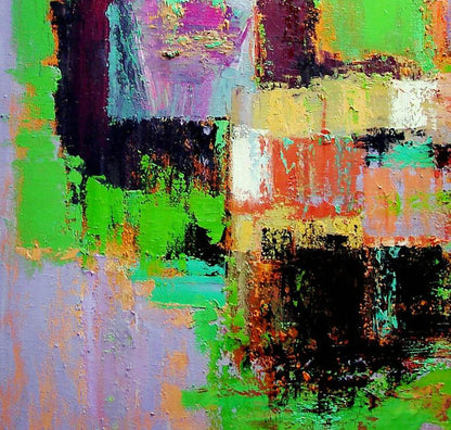 Vibrant oil painting Autumn warm day by Tatyana Shulyak in green purple red black