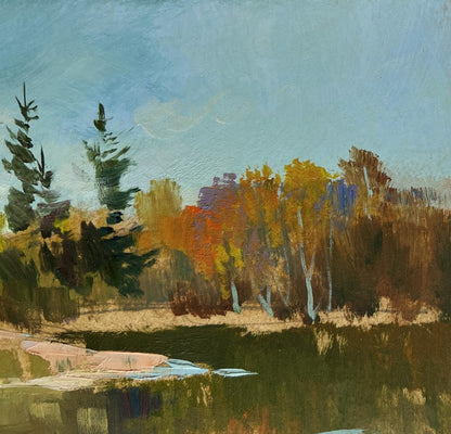 Autumn landscape oil painting by Yuriy Suprunchuk with vibrant foliage