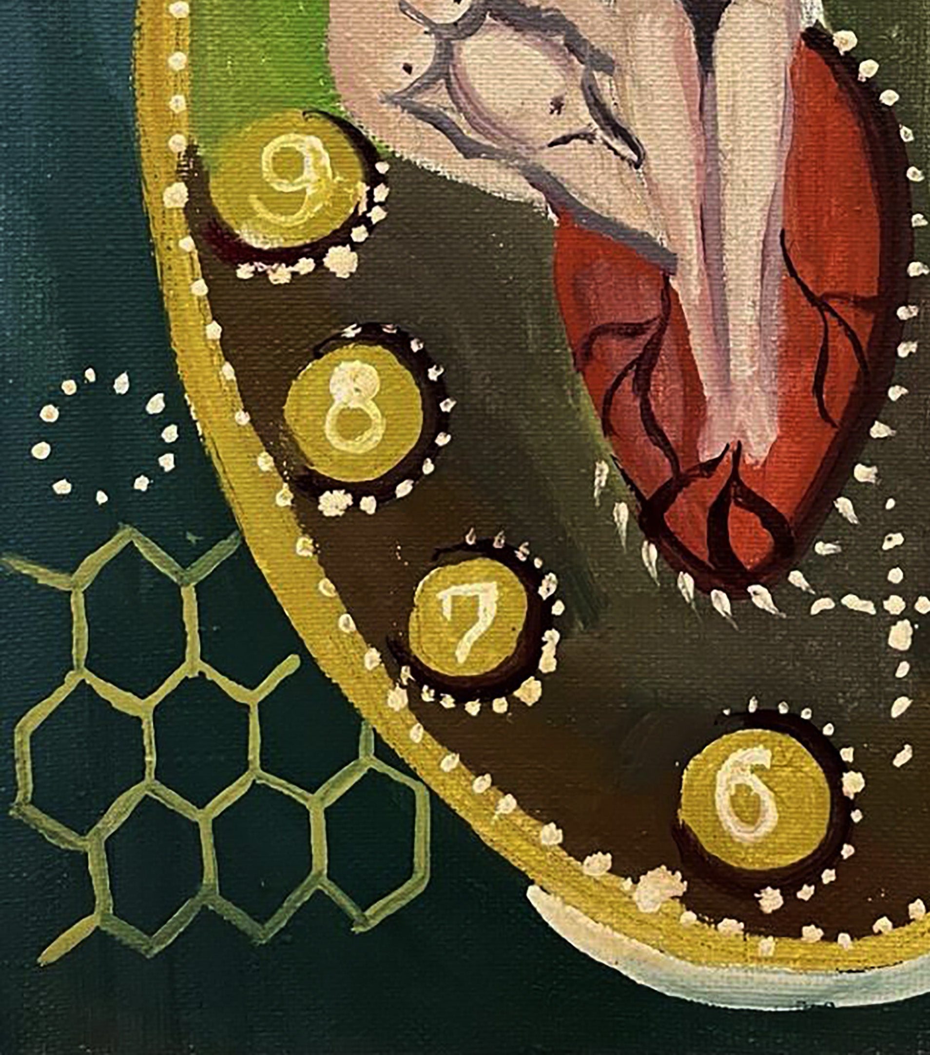 Abstract human figure with exposed organs in Emelyantsev oil painting