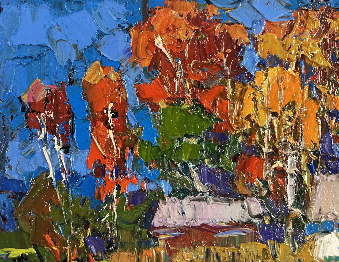 Vibrant oil painting The gold of an October day by Oksana Ivanyuk