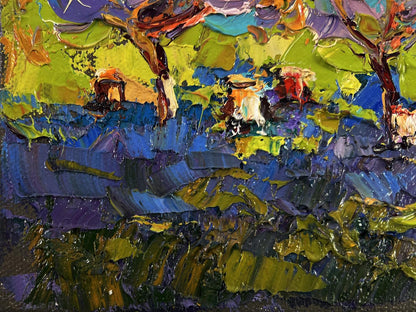 Vibrant impressionist landscape Oil painting Colors spring aroma by Oksana Ivanyuk