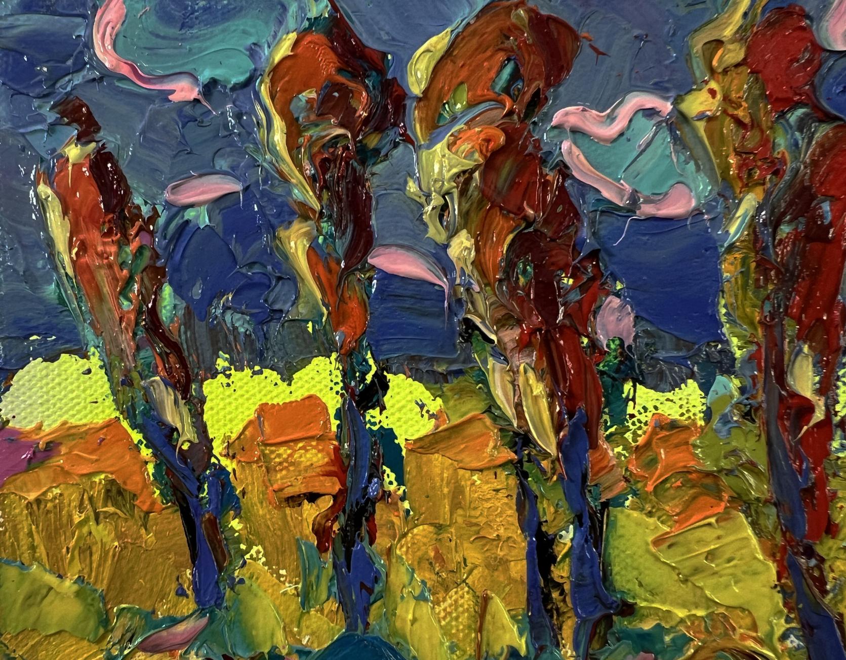 Vibrant Evening Trees oil painting by Oleksiy Ivanyuk with impasto strokes