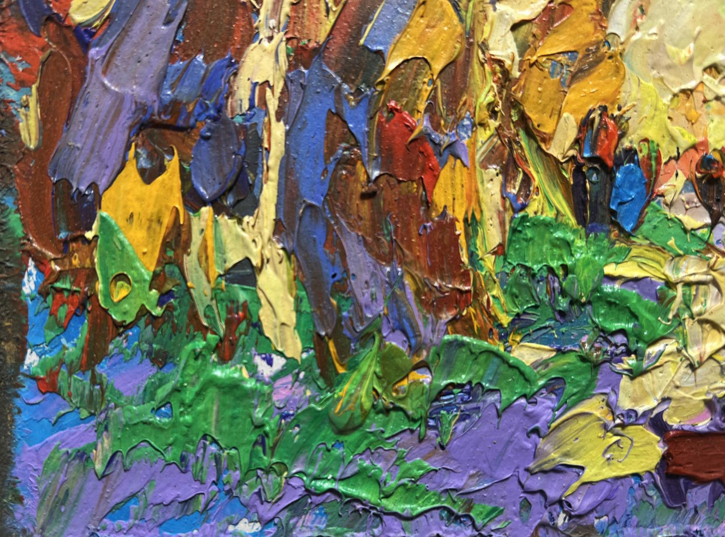 Oil painting Walking in the old park by Oleksiy Ivanyuk vibrant impasto strokes