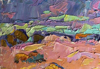 Oil painting Morning summer meadows by Oleksiy Ivanyuk vibrant impasto abstract