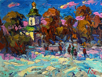 Vibrant impressionist green-domed church by Oleksiy & Oksana Ivaniuk