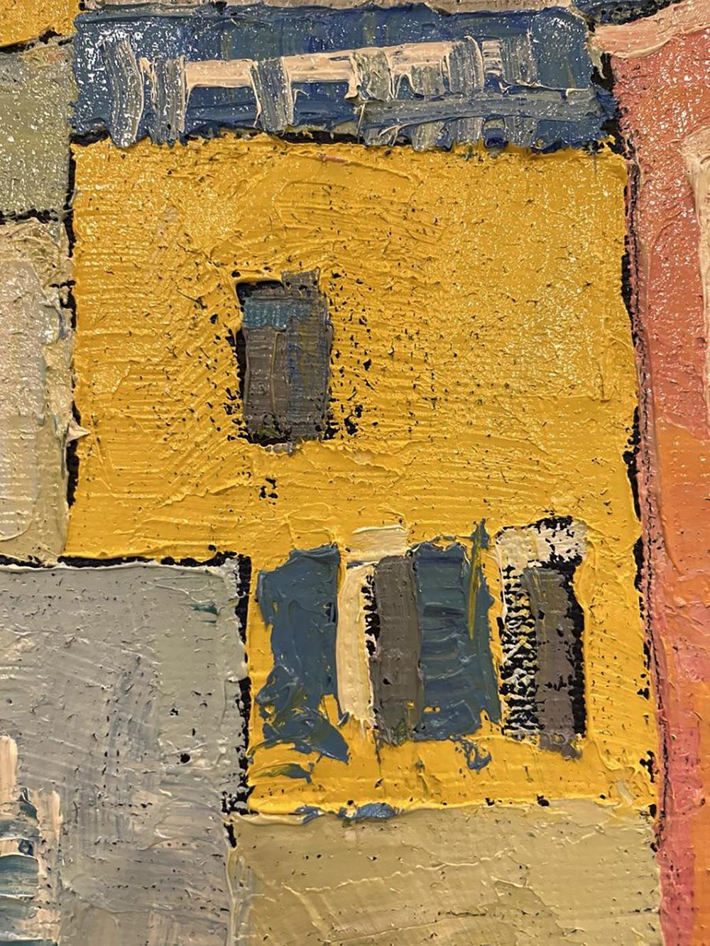 Oil painting Amplitude by Serhiy Kovalev: yellow square abstract