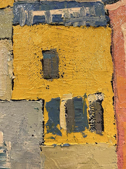 Oil painting Amplitude by Serhiy Kovalev: yellow square abstract