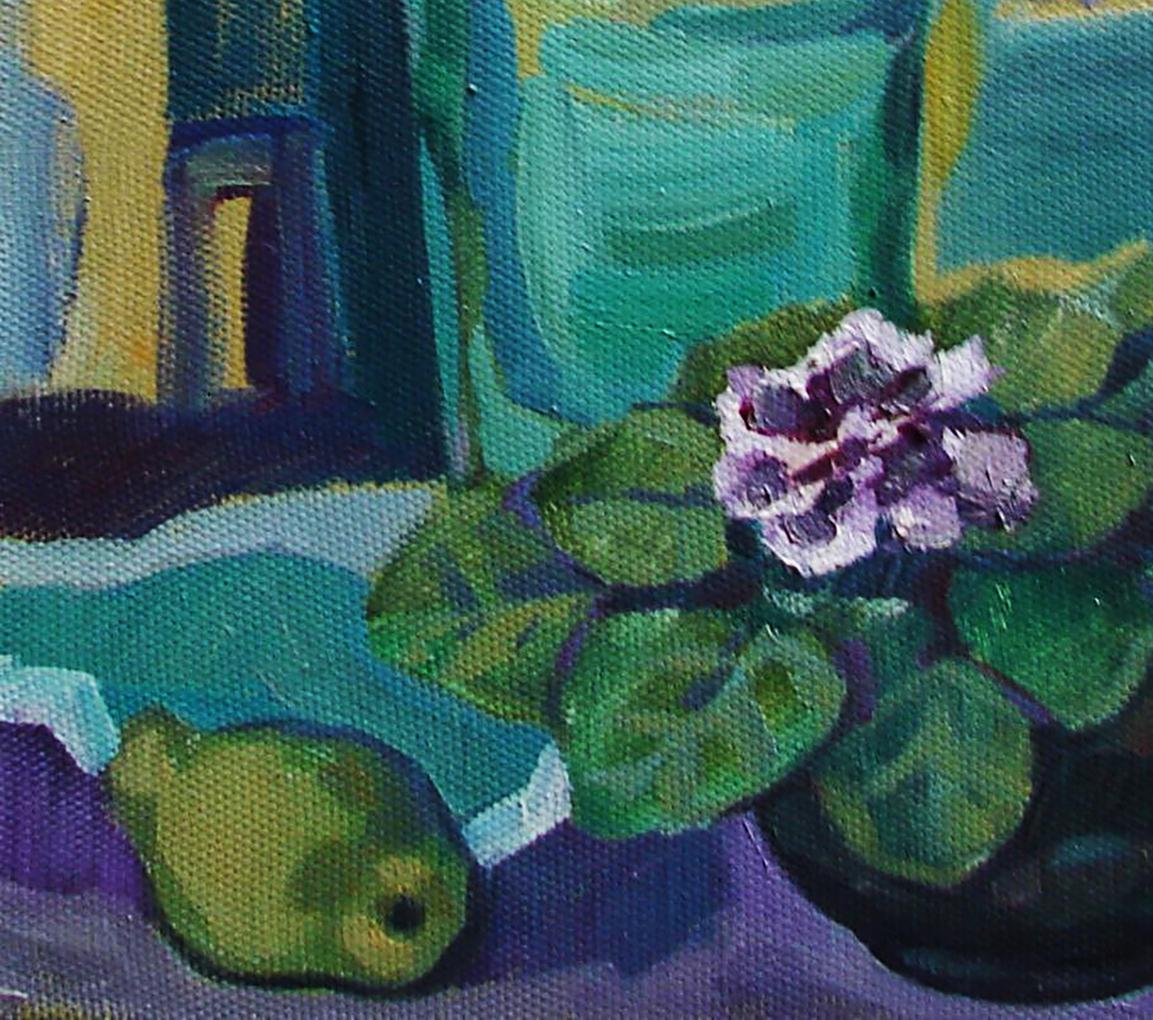 Oil painting Still life with a violet by Tatyana Shulyak
