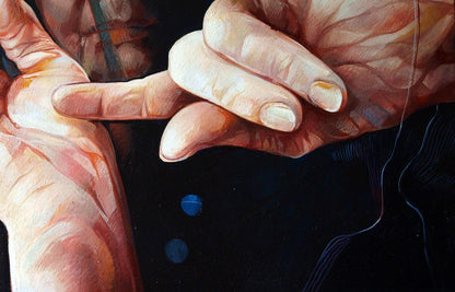 Oil painting Hands of Fortune by Konsta G. Amelinn: tender close-up of hands