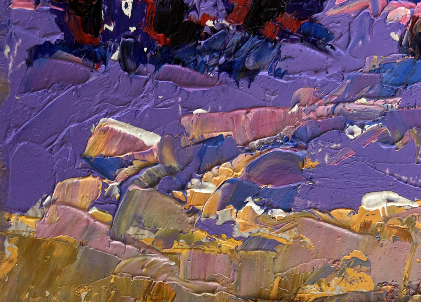 Oil painting Cold evening in the field by Oleksiy Ivanyuk, textured abstract