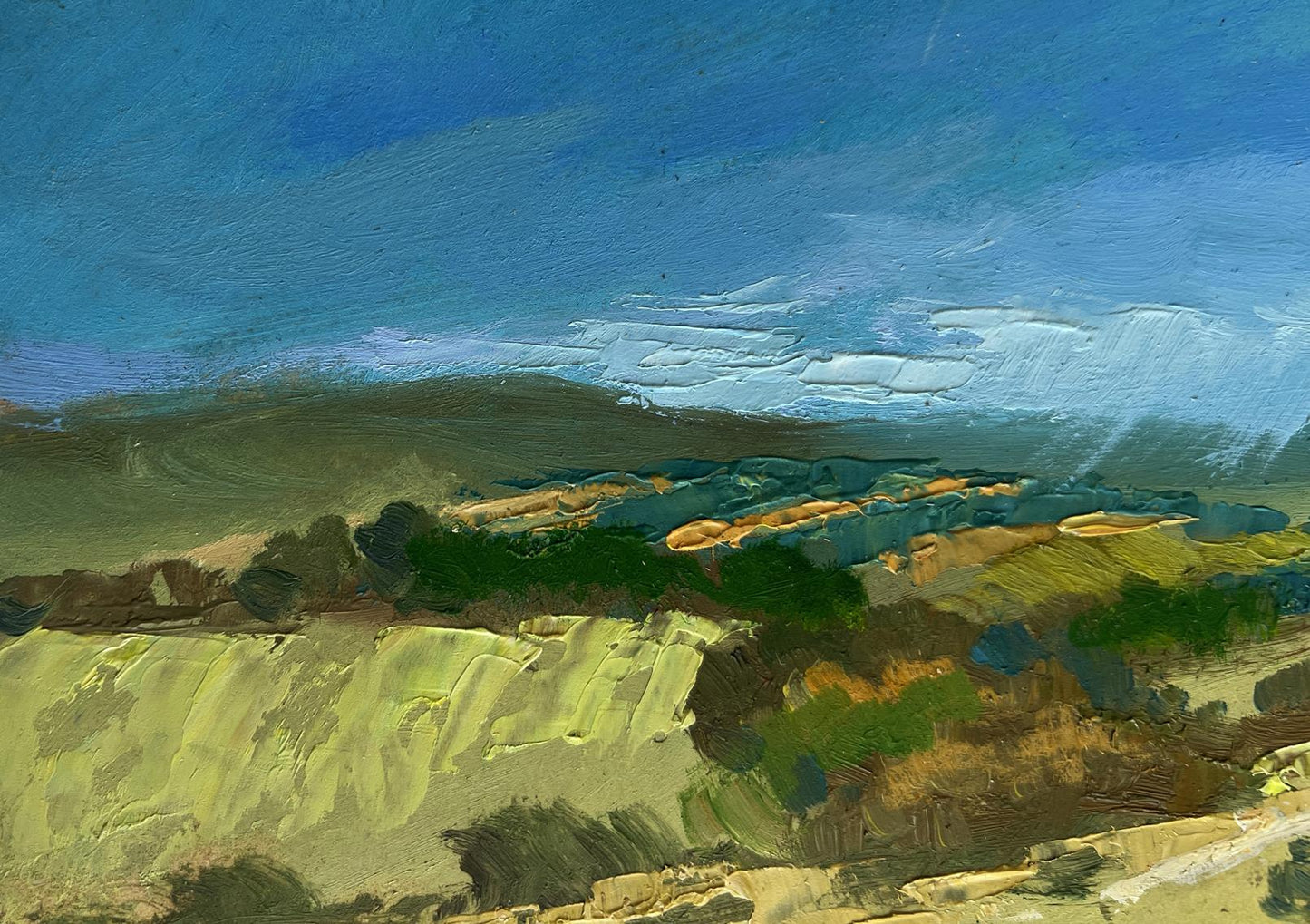 Oil painting of green fields landscape by Yuriy Suprunchuk