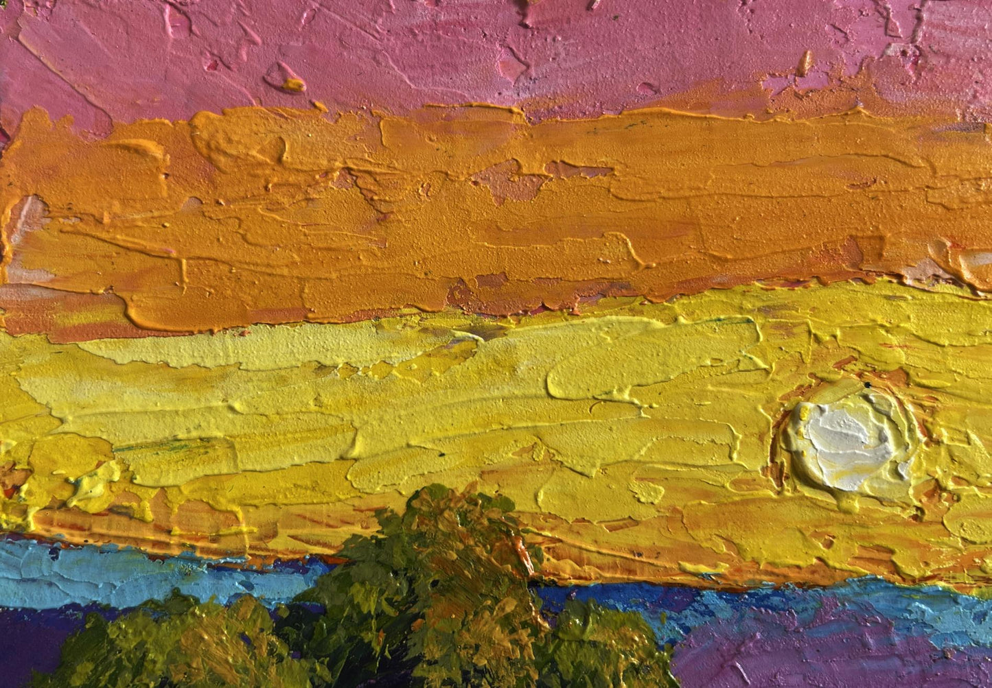 Vibrant sunset oil painting by V. Zadorozhnya with bold textured bands