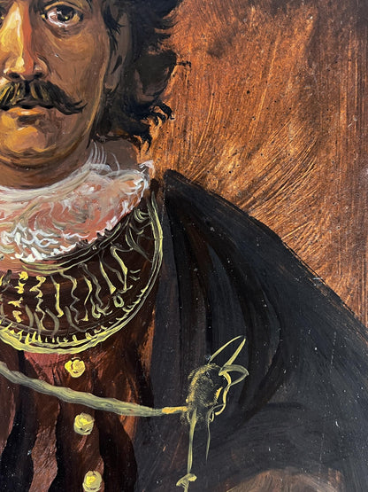 Oil painting of mustached man by Alexander Litvinov