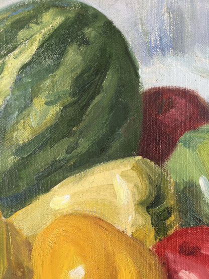 Impressionistic green striped watermelon oil painting by Zinovy Filippov