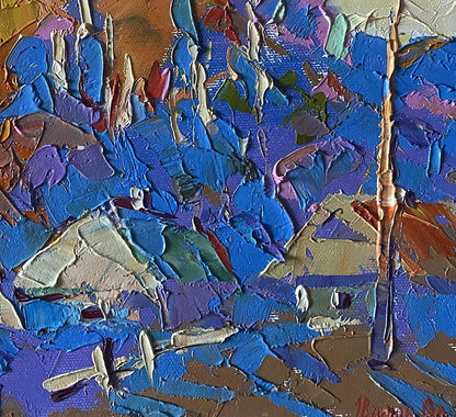 Oil painting Village in the shadow of the forest by Oleksiy Ivanyuk
