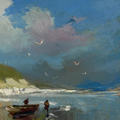 Oil painting The mountains touch the sea by Yuriy Suprunchuk coastal scene