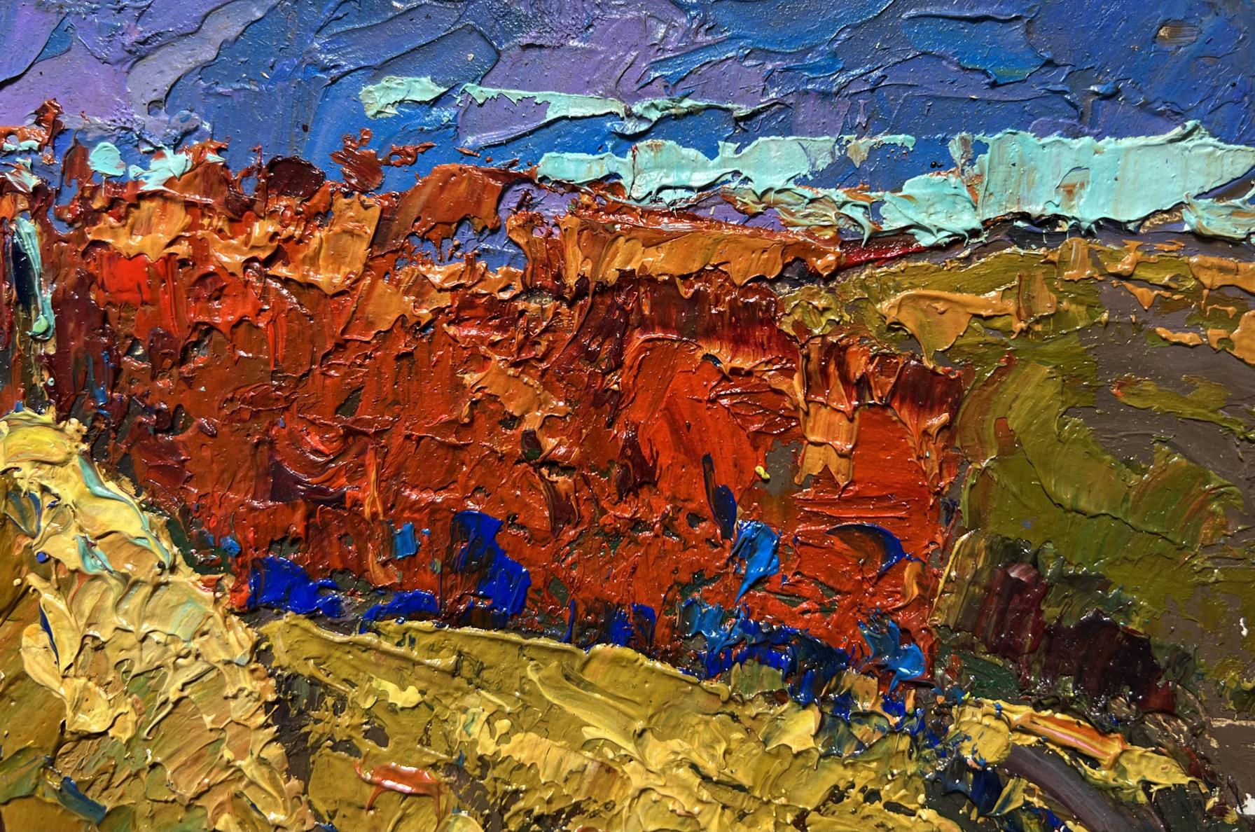 Vibrant impressionist oil painting Autumn smell of the field by Oksana Ivanyuk