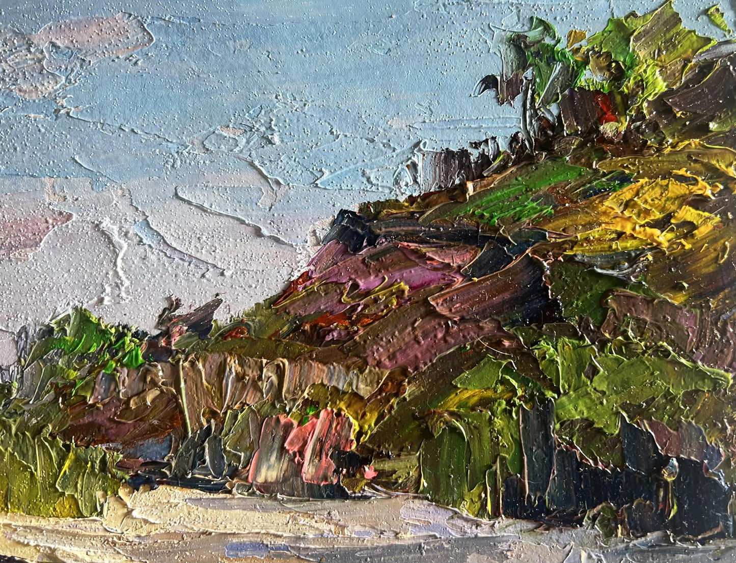 Impasto oil painting Summer day by the shore by Boris Serdyuk