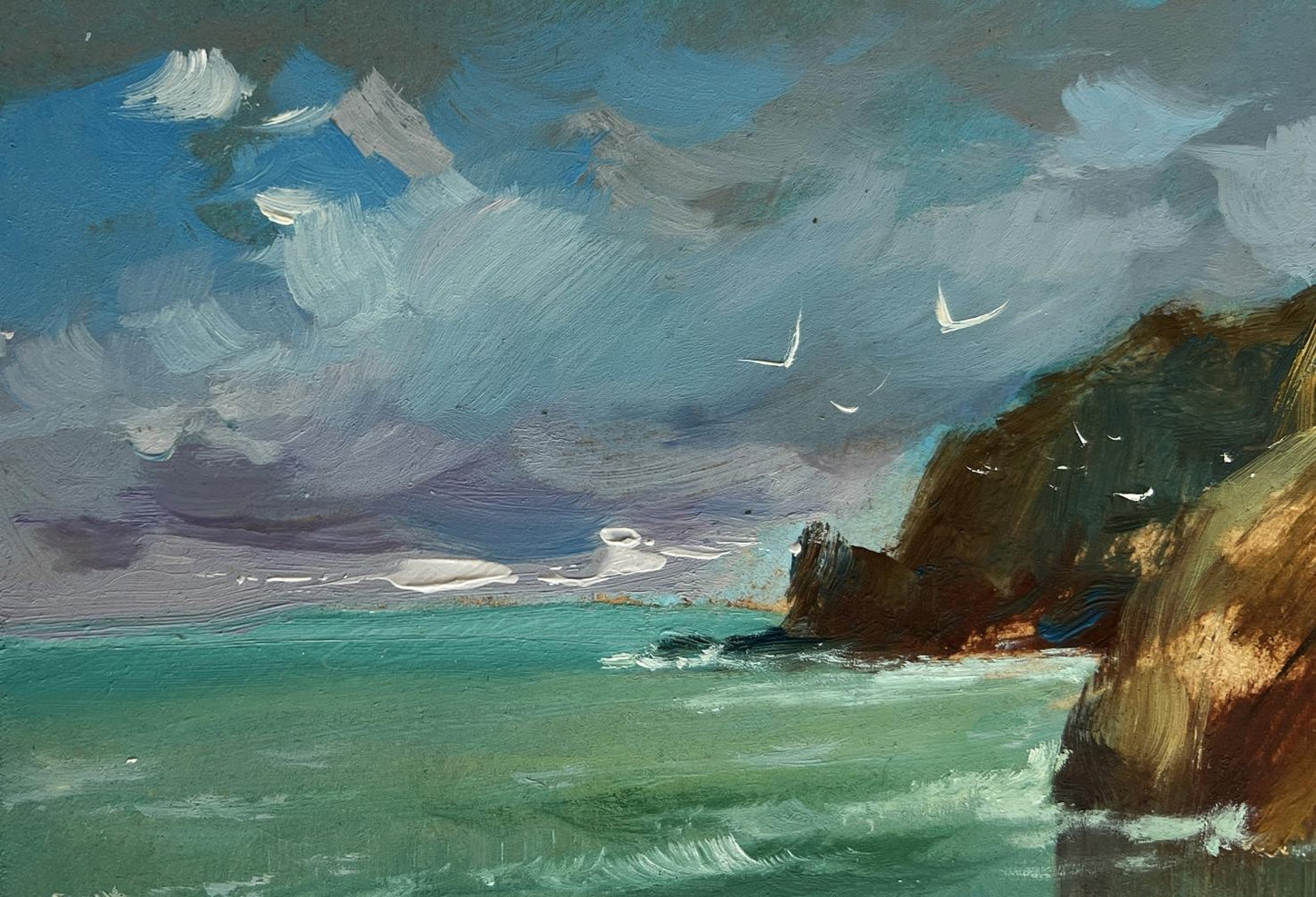 Oil painting Great day to go fishing by Yuriy Suprunchuk coastal scene