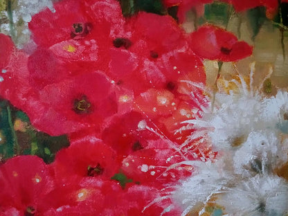 Abstract oil painting Poppies in the Field Anatoly Tarabanov