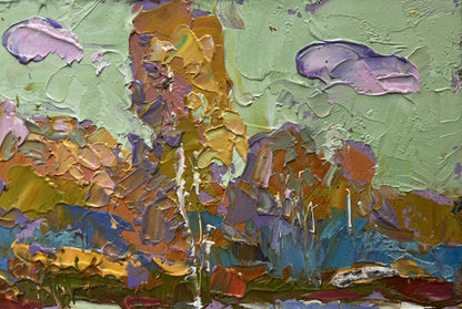 Oil painting Early autumn has arrived by Oksana Ivanyuk impasto landscape