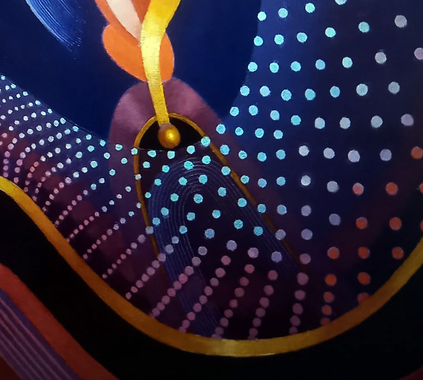 Oil painting Illuminations by Alexander Strashevich, vibrant golden circle and swirls
