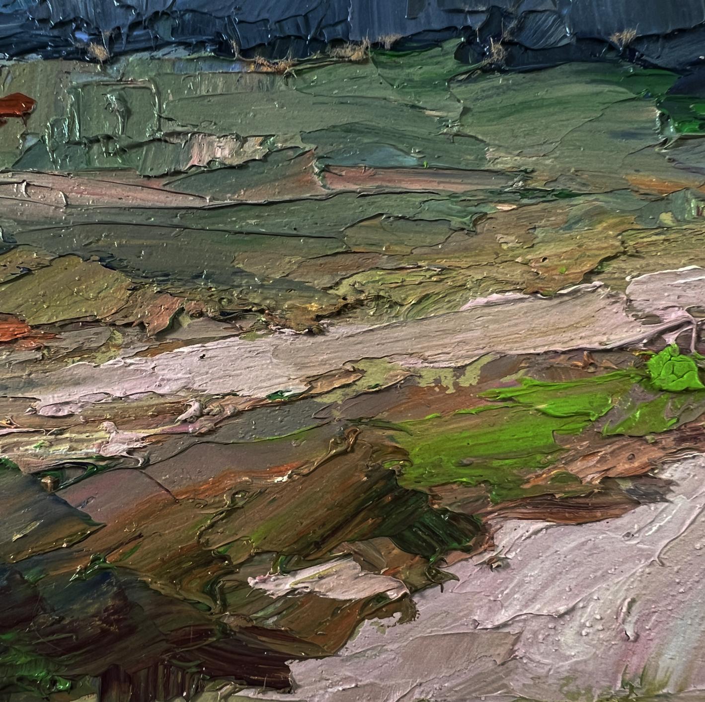 Oil painting Field with cows by Boris Serdyuk in earthy impasto tones