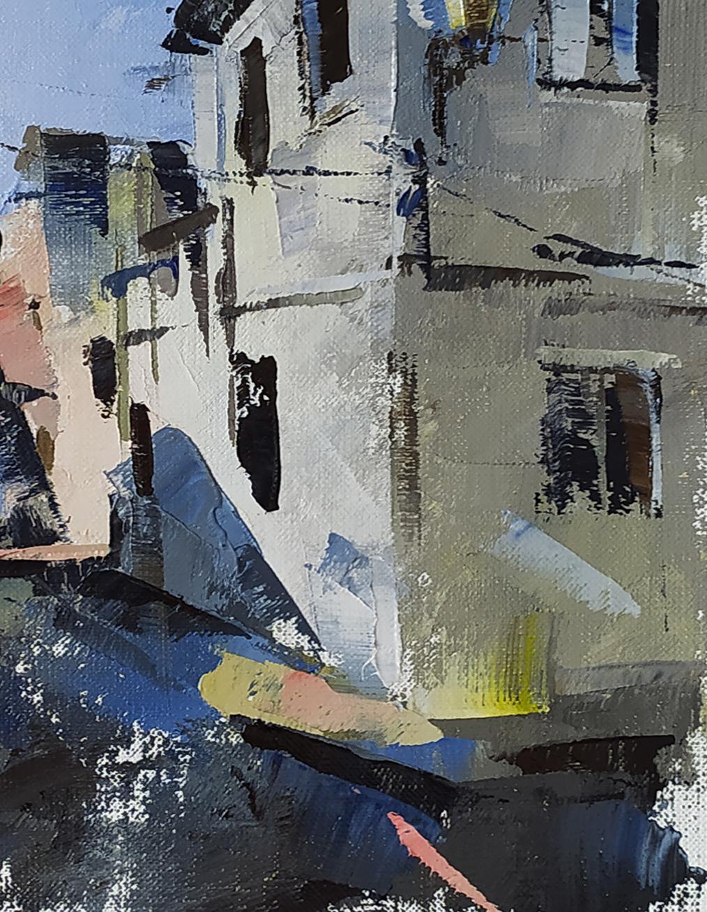 Oil painting City streets by Volodymyr Gluhomanyuk abstract urban architecture