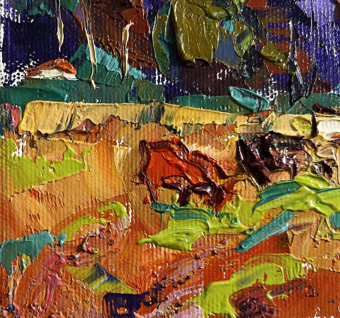 Vibrant oil painting On the pasture by Oleksiy Ivanyuk with impasto brushstrokes