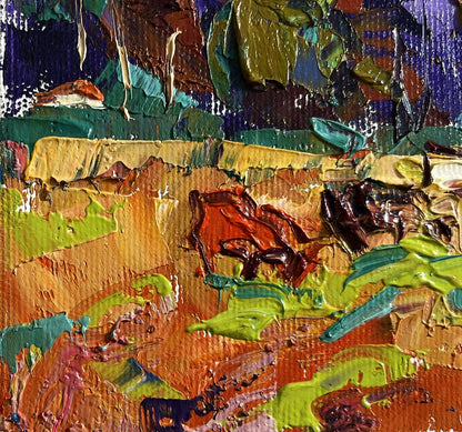 Vibrant oil painting On the pasture by Oleksiy Ivanyuk with impasto brushstrokes