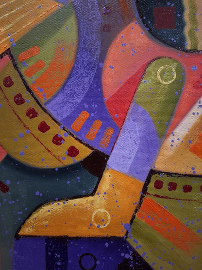 Vibrant Queen Colors oil painting by Sergiy Voichenko with bold geometric shapes