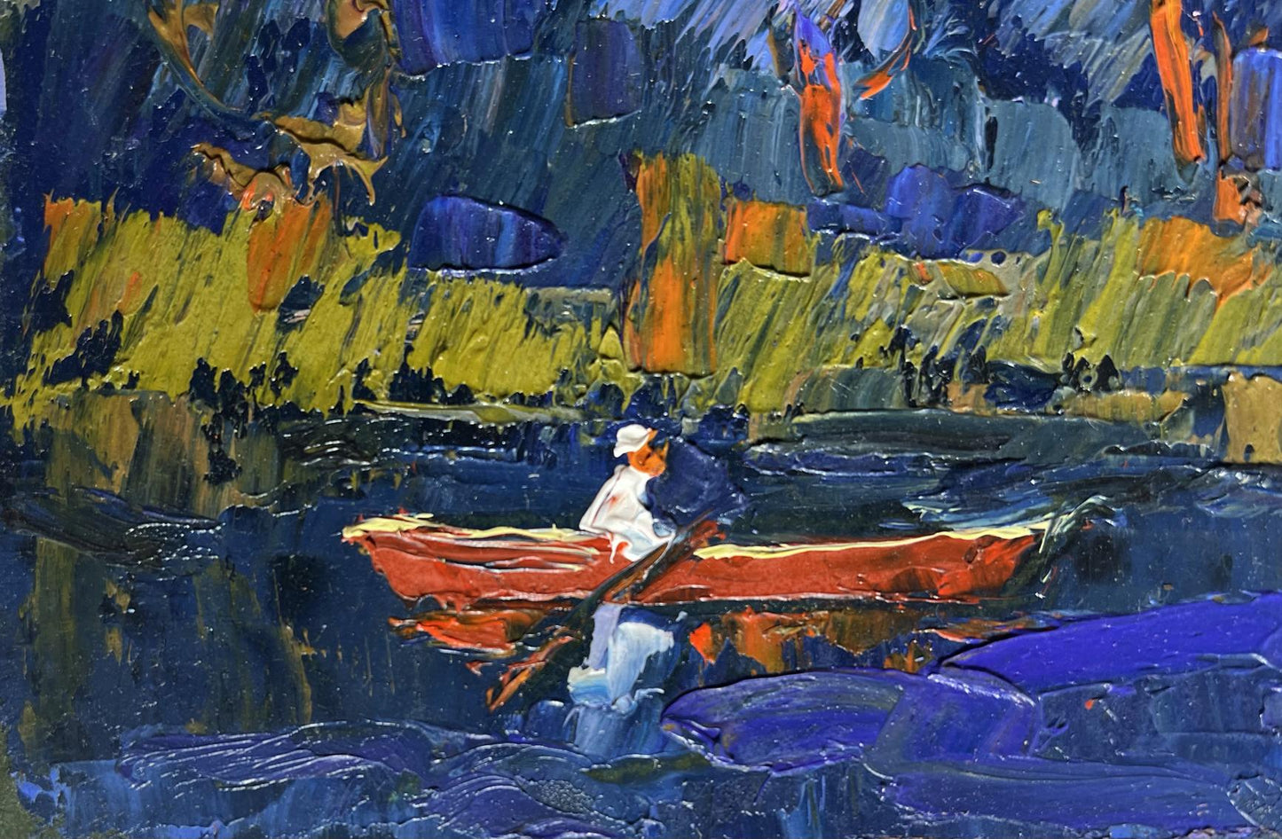 Oil painting Its cool by the river in the evening by Oksana Ivanyuk