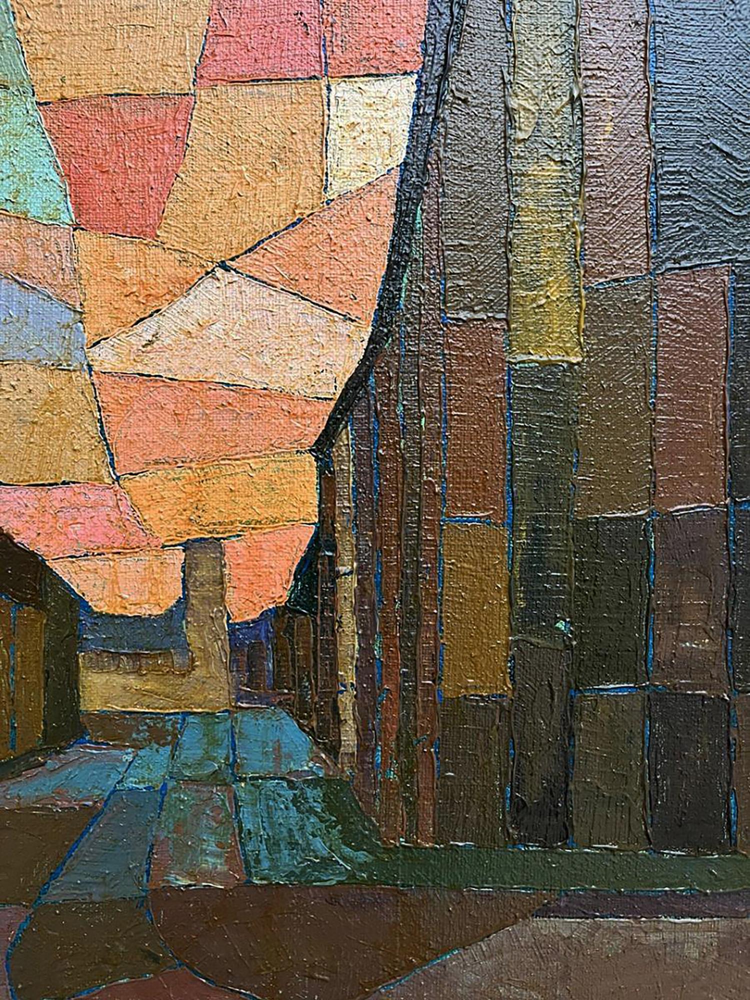 Oil painting City Center by Serhiy Kovalev with geometric shapes