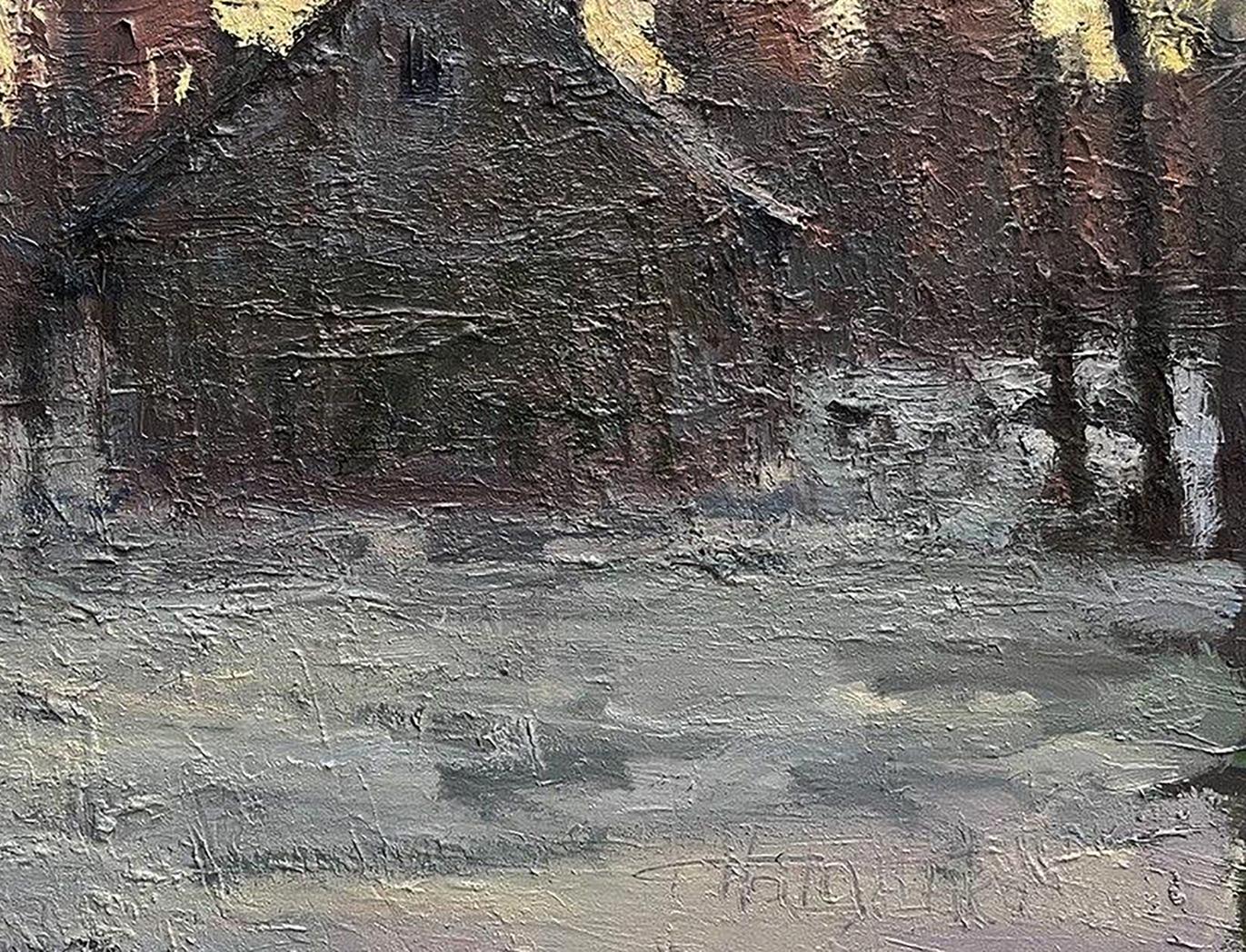 Oil painting Evening has come by Volodymyr Pashchenko rustic textured scene