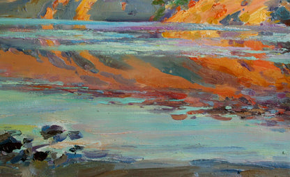 Vibrant impressionist oil painting Morning on the river by Leonid Pavlenko