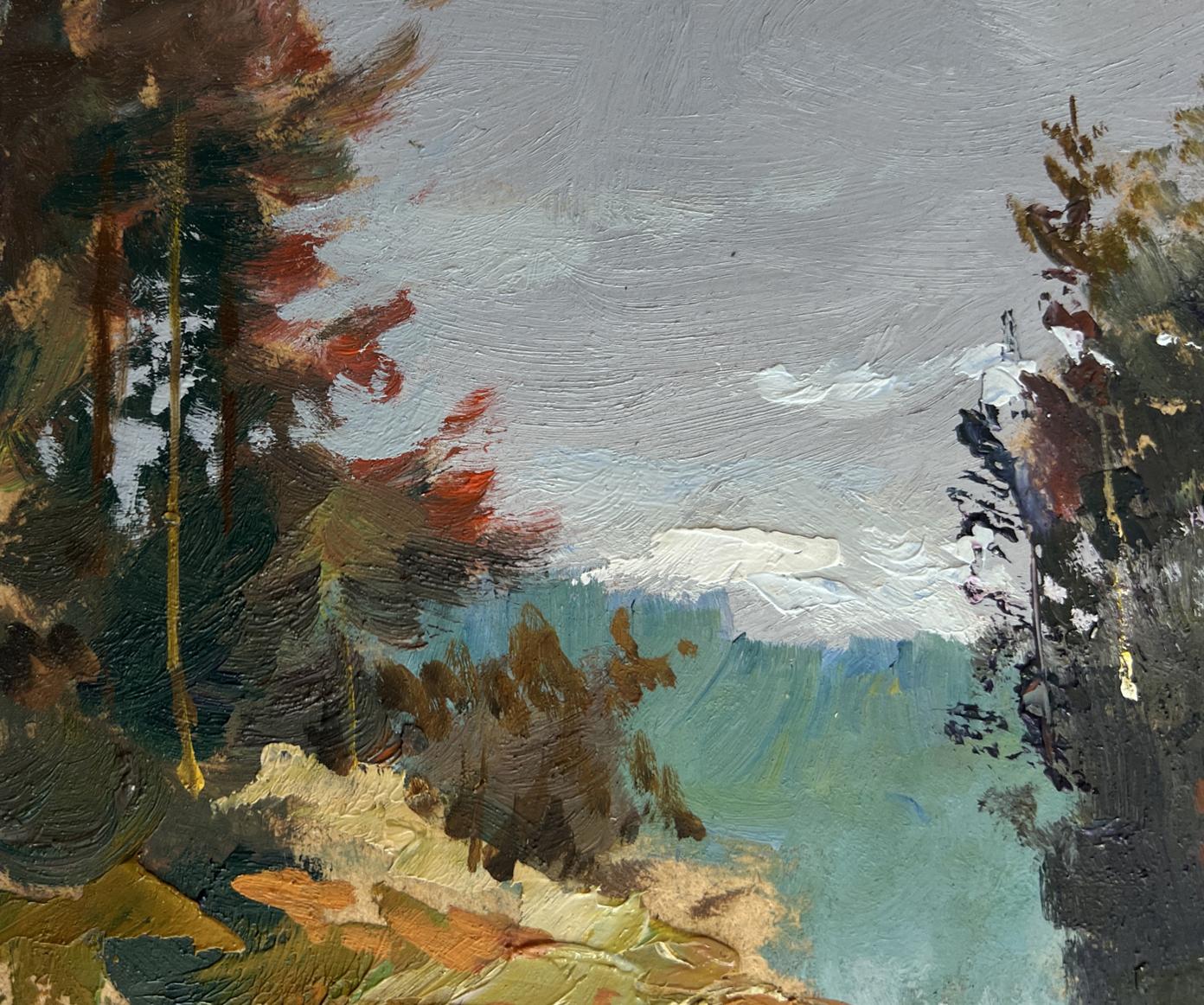 Impressionistic oil painting of autumn forest river by Yuriy Suprunchuk