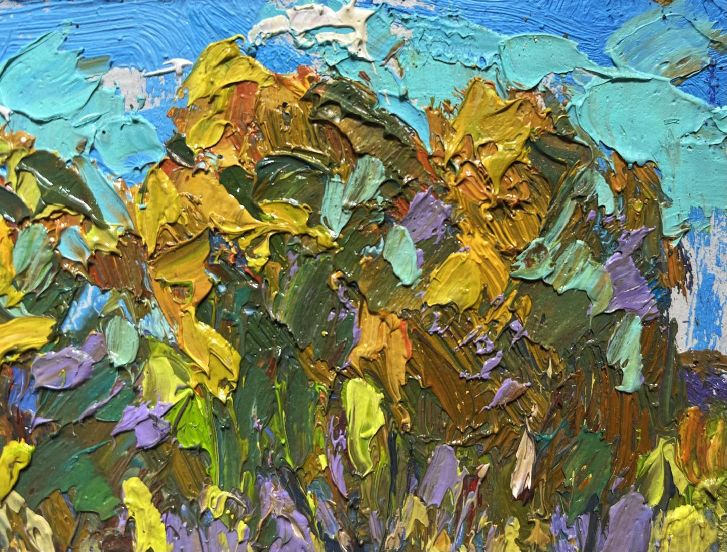 Vibrant impressionist oil painting Hot day in the field by Oksana Ivanyuk