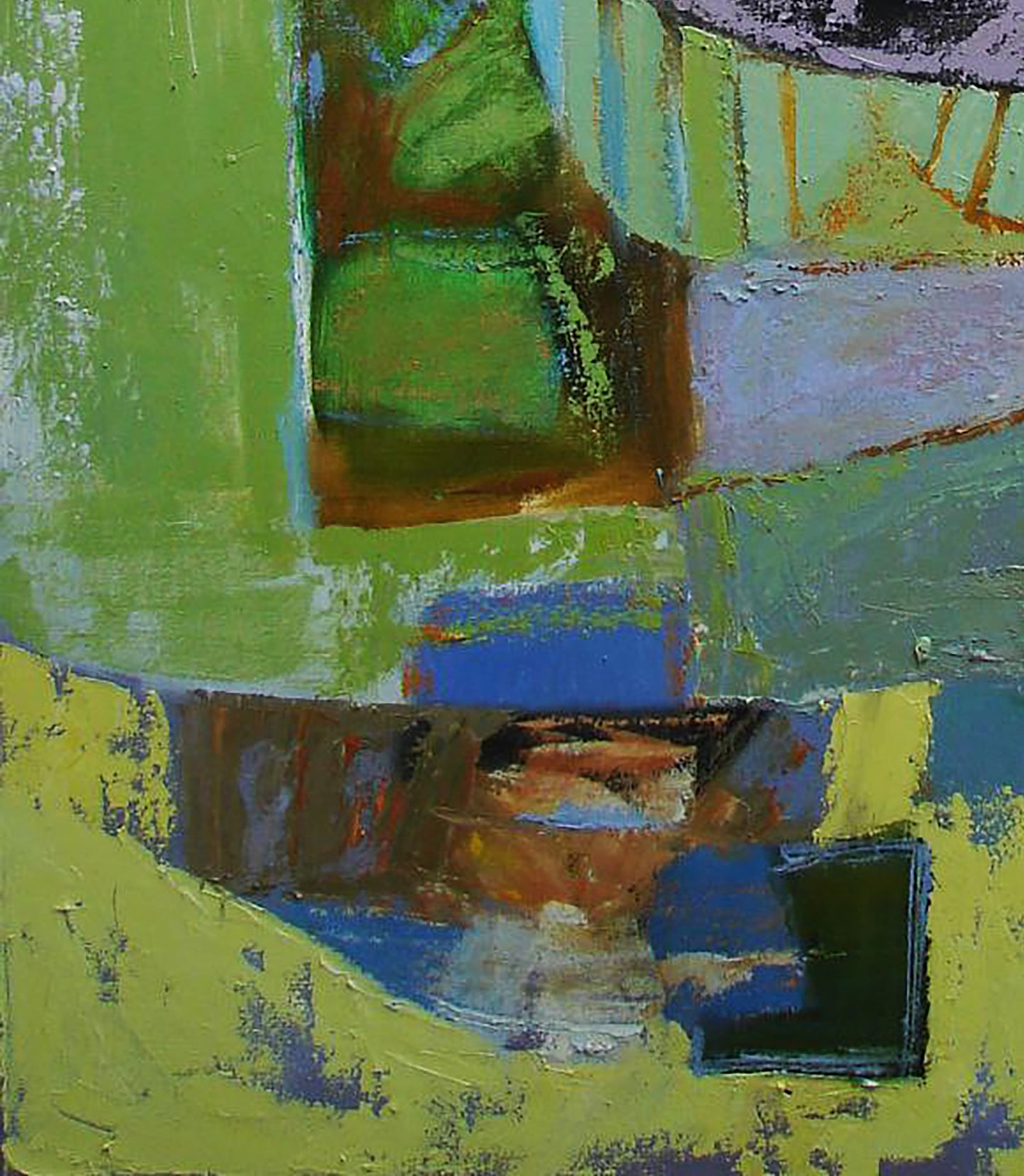 Oil painting Gentle letters by Tatyana Shulyak with bold green blue strokes