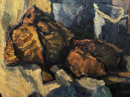 Oil painting Evening Still Life by Oleksandr Andreev textured rocks