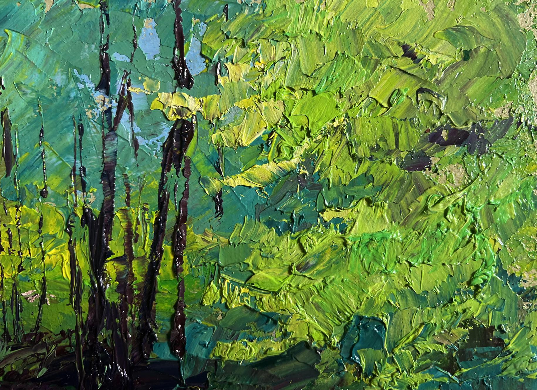Oil painting Warm days of spring by Boris Serdyuk, textured forest scene