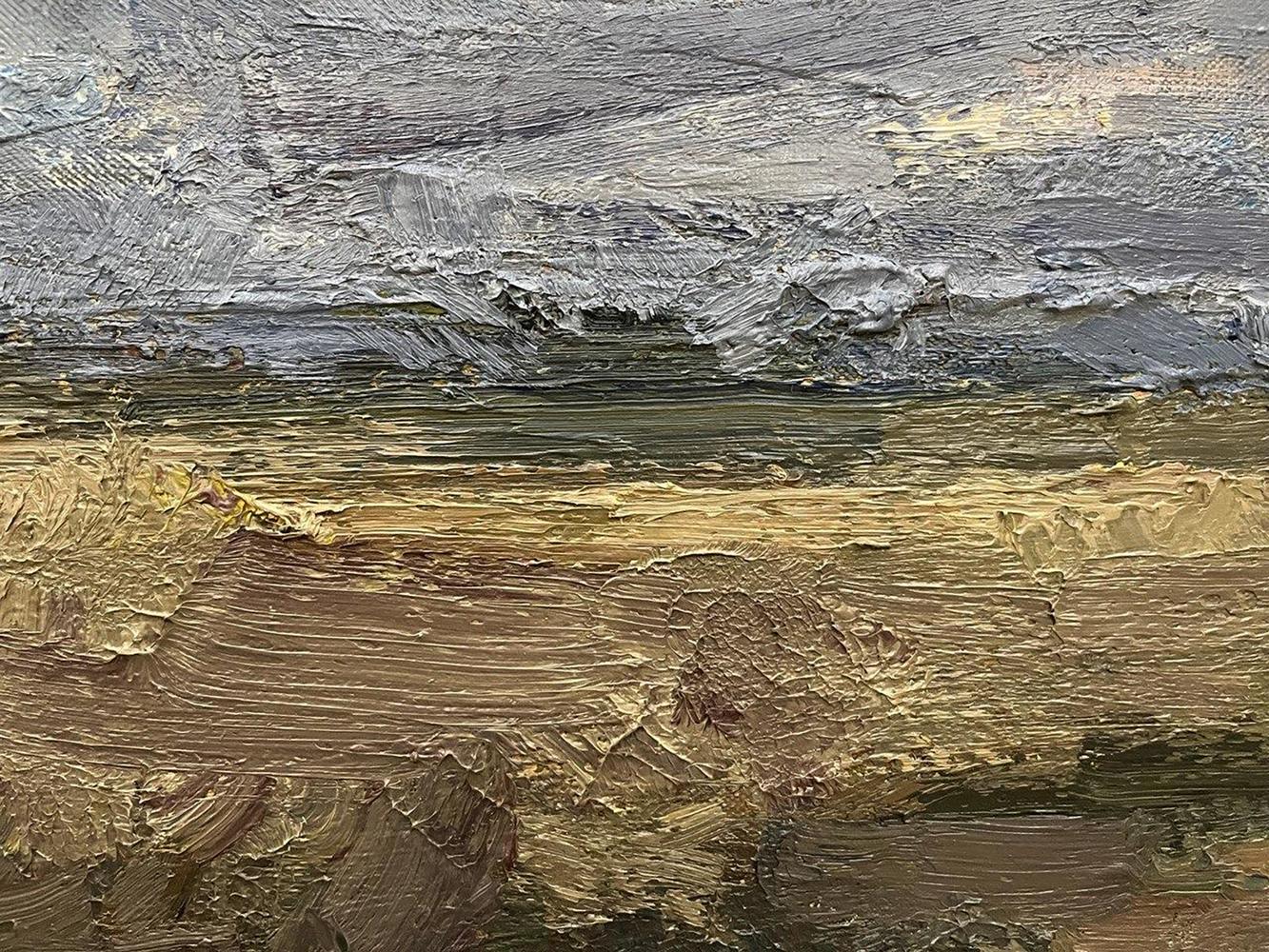 Textured impasto oil painting Clouds over the field by Arsen Rustamov