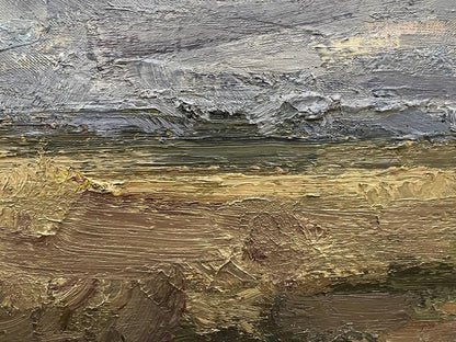 Textured impasto oil painting Clouds over the field by Arsen Rustamov
