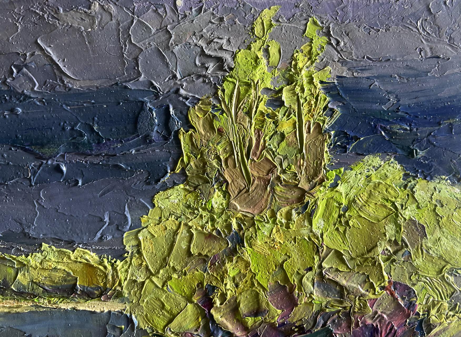 Oil painting Evening after a thunderstorm by Boris Serdyuk, vibrant green plant