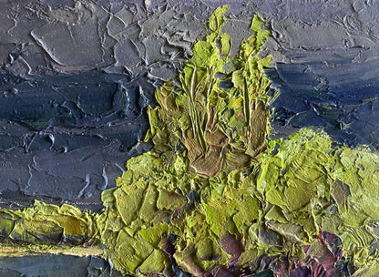 Oil painting Evening after a thunderstorm by Boris Serdyuk, vibrant green plant