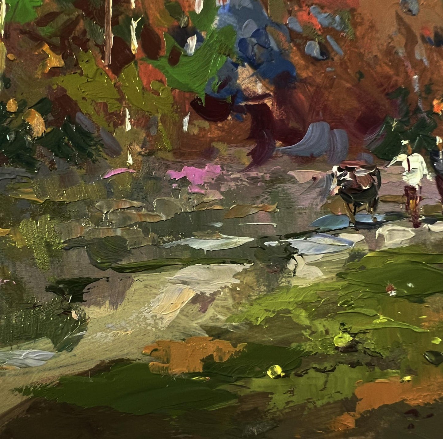 Vibrant impressionist oil painting Autumn forest by Yuriy Suprunchuk