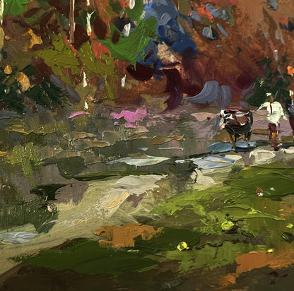Vibrant impressionist oil painting Autumn forest by Yuriy Suprunchuk