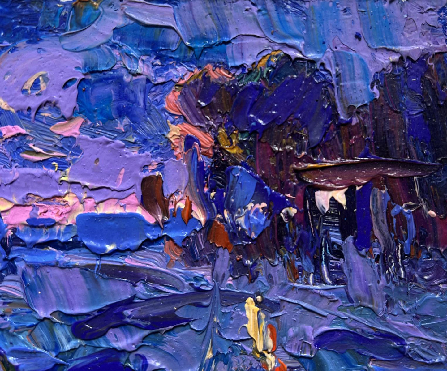 Oil painting Dusk fell on the field by Oleksiy Ivanyuk impasto abstract