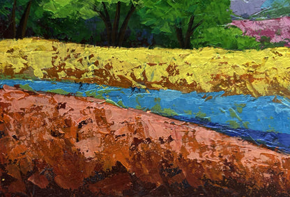 Vibrant impressionist oil painting Warm summer evening in the field by V. Zadorozhnya